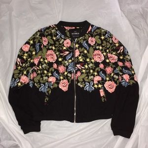 Black Floral Casual Lightweight Jacket